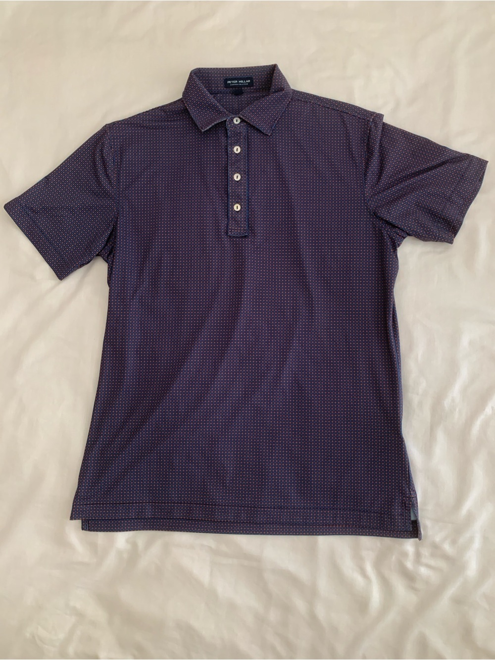 Peter Millar Crown Crafted Andalusian Tile Performance Polo Navy M EUC